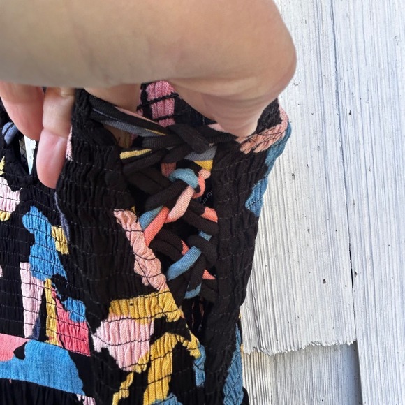 City Chic Grenada Floral Maxi Dress Black Lace Up V Neck Sleeveless Plus Size 18 - Picture 7 of 12